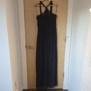 Birdy Grey Navy Maxi Dress, L, Stunning Neck Detail, GUC, Wedding, Prom